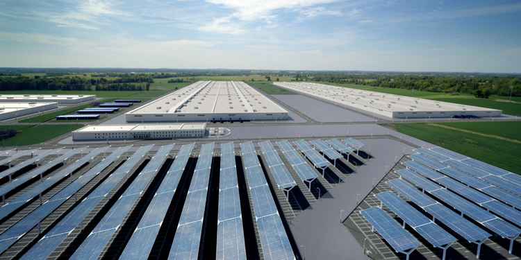 A large building with solar panels AI-generated content may be incorrect.